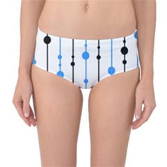 Blue, White And Black Pattern Mid-waist Bikini Bottoms