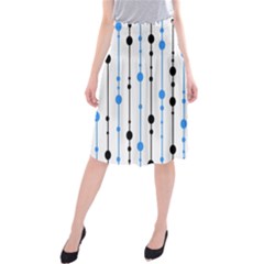 Blue, White And Black Pattern Midi Beach Skirt