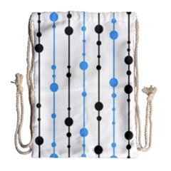 Blue, White And Black Pattern Drawstring Bag (large) by Valentinaart