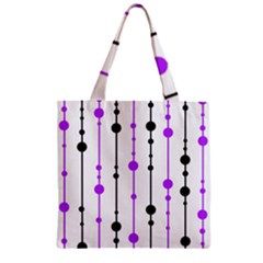 Purple, White And Black Pattern Zipper Grocery Tote Bag by Valentinaart