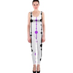 Purple, White And Black Pattern Onepiece Catsuit