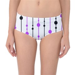 Purple, White And Black Pattern Mid-waist Bikini Bottoms by Valentinaart