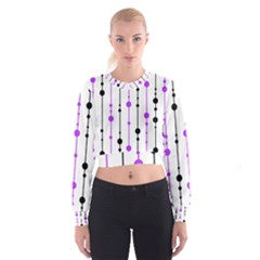 Purple, White And Black Pattern Women s Cropped Sweatshirt by Valentinaart