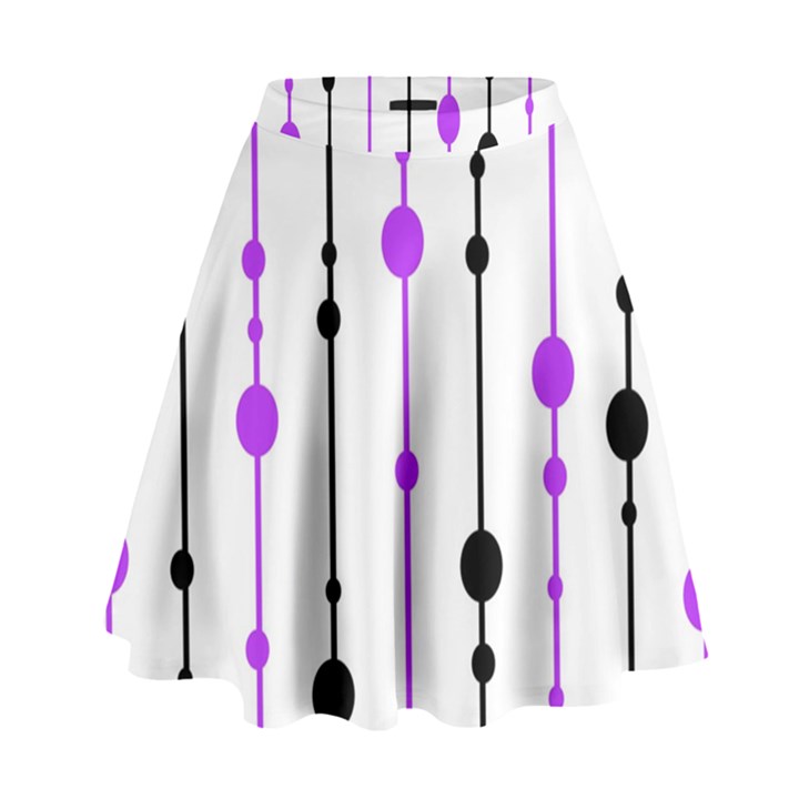 Purple, white and black pattern High Waist Skirt