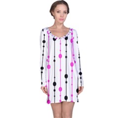 Magenta, black and white pattern Long Sleeve Nightdress