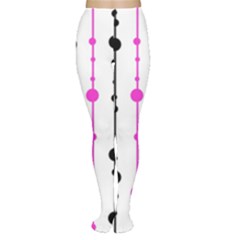 Magenta, black and white pattern Women s Tights