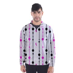 Magenta, black and white pattern Wind Breaker (Men)