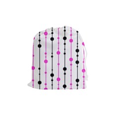 Magenta, Black And White Pattern Drawstring Pouches (medium)  by Valentinaart