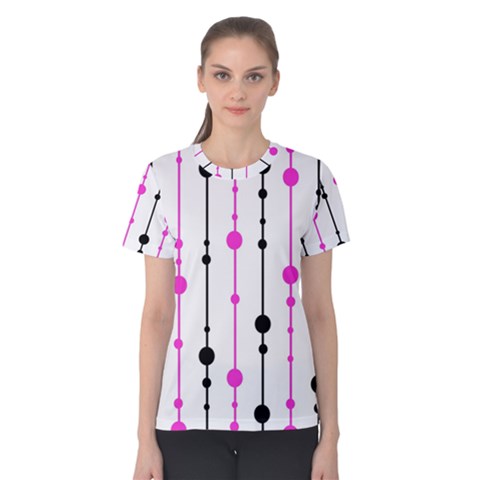 Magenta, Black And White Pattern Women s Cotton Tee by Valentinaart