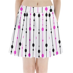 Magenta, Black And White Pattern Pleated Mini Mesh Skirt