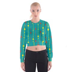 Green, Yellow And Red Pattern Women s Cropped Sweatshirt