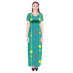 Green, Yellow And Red Pattern Short Sleeve Maxi Dress by Valentinaart