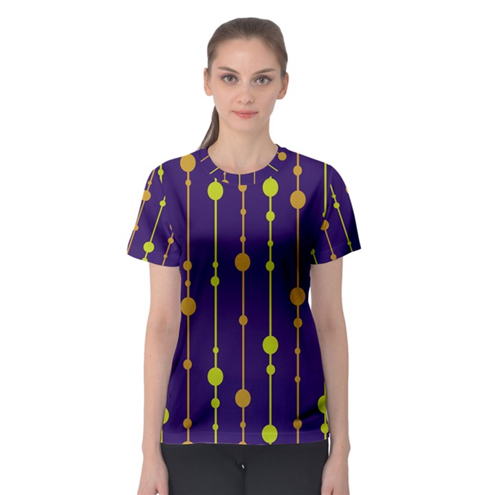 Deep blue, orange and yellow pattern Women s Sport Mesh Tee