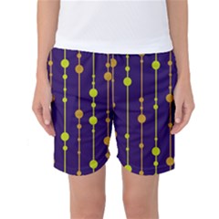 Deep Blue, Orange And Yellow Pattern Women s Basketball Shorts