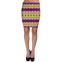  Purple Gold Floral And Paradise Bloom Bodycon Skirt