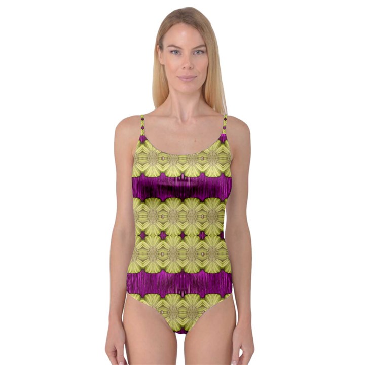  Purple Gold Floral And Paradise Bloom Camisole Leotard 