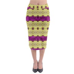  Purple Gold Floral And Paradise Bloom Midi Pencil Skirt