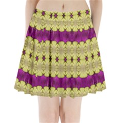  Purple Gold Floral And Paradise Bloom Pleated Mini Mesh Skirt