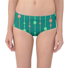 Green Pattern Mid-waist Bikini Bottoms