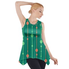 Green Pattern Side Drop Tank Tunic