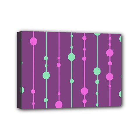 Purple and green pattern Mini Canvas 7  x 5 