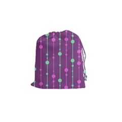 Purple and green pattern Drawstring Pouches (Small) 