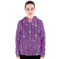 Purple and green pattern Women s Zipper Hoodie