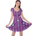 Purple and green pattern Cap Sleeve Dresses View1