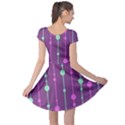 Purple and green pattern Cap Sleeve Dresses View2