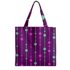 Purple and green pattern Zipper Grocery Tote Bag