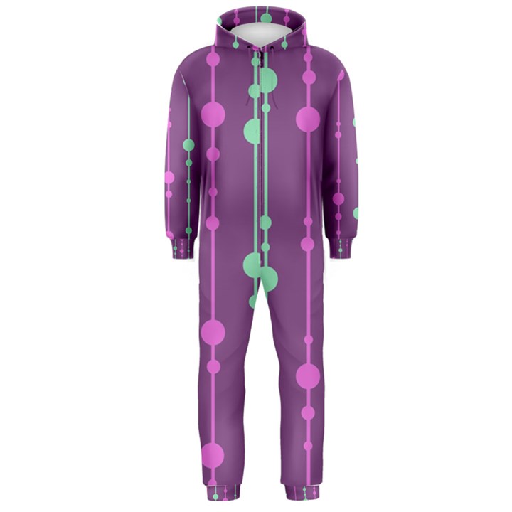 Purple and green pattern Hooded Jumpsuit (Men) 