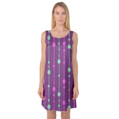 Purple and green pattern Sleeveless Satin Nightdress