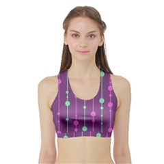 Purple and green pattern Sports Bra with Border