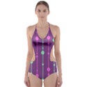 Purple and green pattern Cut-Out One Piece Swimsuit View1