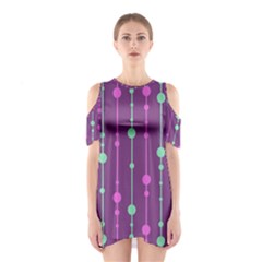 Purple and green pattern Cutout Shoulder Dress