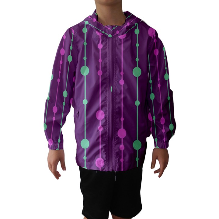 Purple and green pattern Hooded Wind Breaker (Kids)