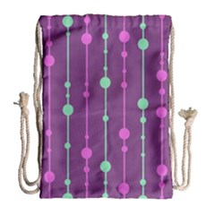 Purple and green pattern Drawstring Bag (Large)