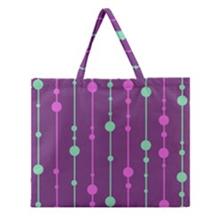 Purple and green pattern Zipper Large Tote Bag