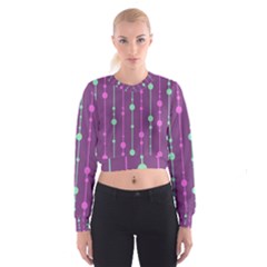 Purple and green pattern Women s Cropped Sweatshirt