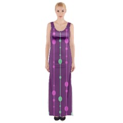 Purple and green pattern Maxi Thigh Split Dress