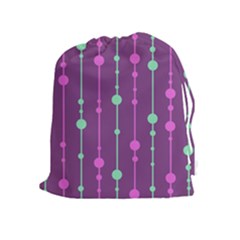 Purple and green pattern Drawstring Pouches (Extra Large)