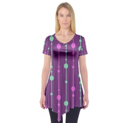 Purple and green pattern Short Sleeve Tunic 