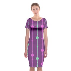 Purple and green pattern Classic Short Sleeve Midi Dress