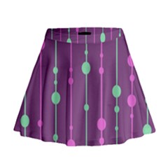 Purple And Green Pattern Mini Flare Skirt by Valentinaart