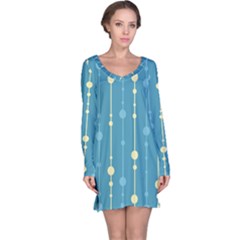 Blue Pattern Long Sleeve Nightdress