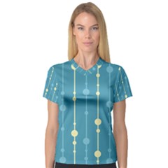 Blue Pattern Women s V-neck Sport Mesh Tee