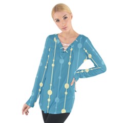 Blue Pattern Women s Tie Up Tee