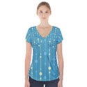 Blue pattern Short Sleeve Front Detail Top View1