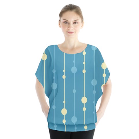 Blue Pattern Batwing Chiffon Blouse by Valentinaart