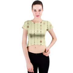 Brown Pattern Crew Neck Crop Top